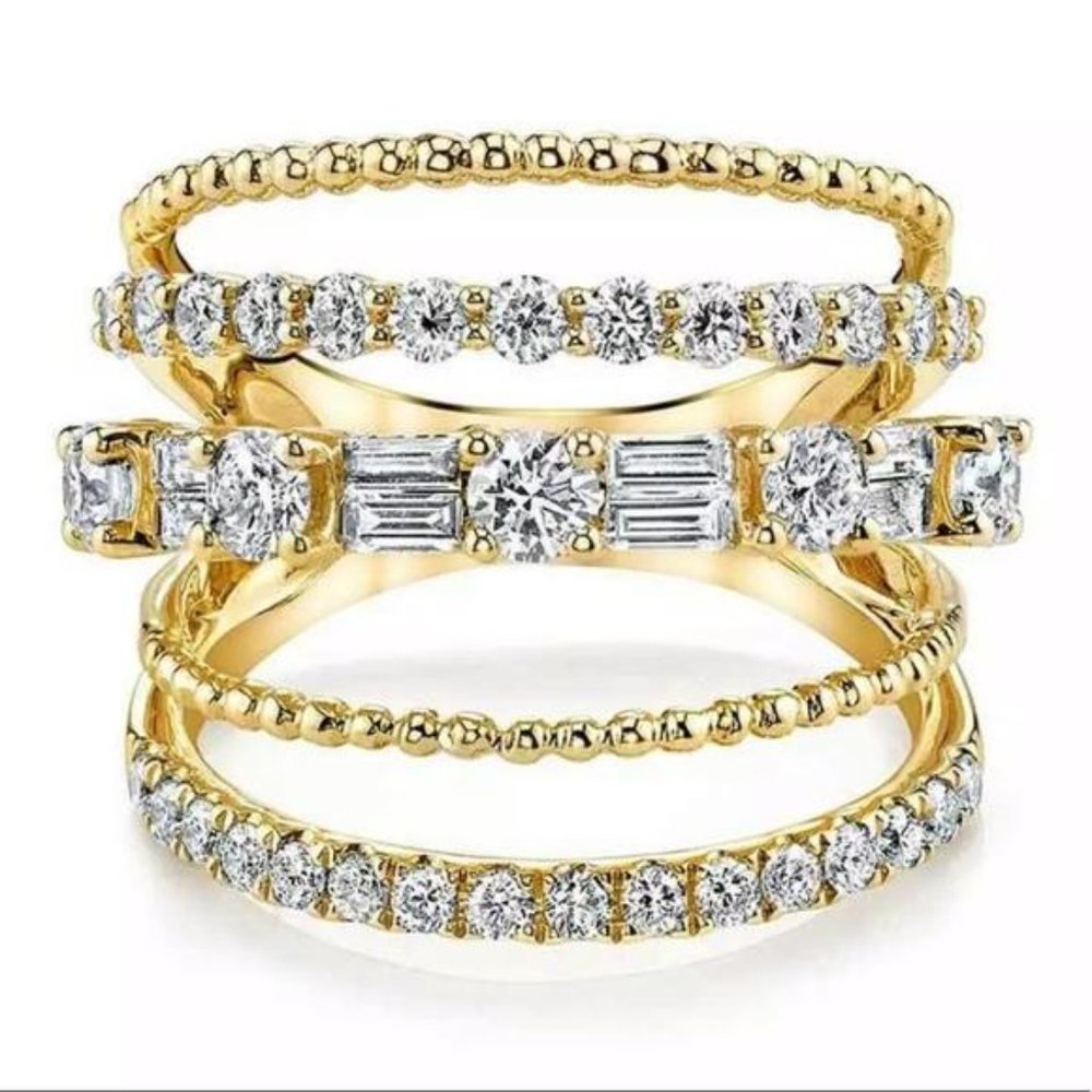 NEW💍18K YELLOW GOLD DIAMOND 925 SILVER RING, CUTE RING, SHINY RING. - Picture 2 of 4